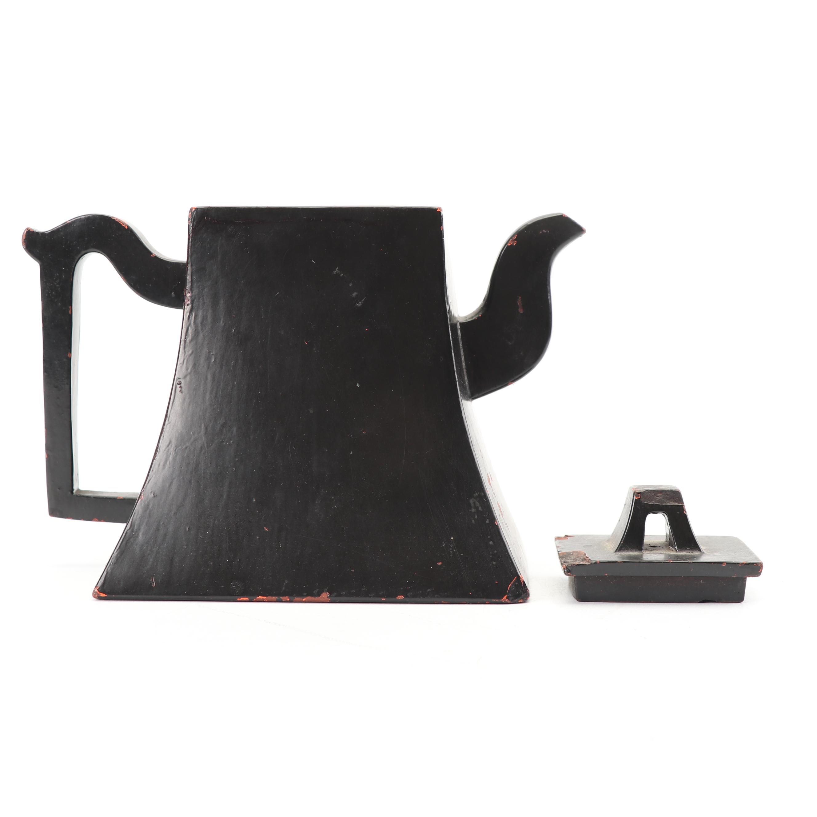 Chinese Painted Yixing Zisha Pottery Teapot