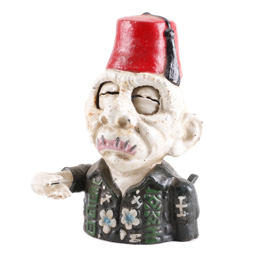 Reproduction Cast Iron "Alfredo" Zombie Shriner Coin Bank