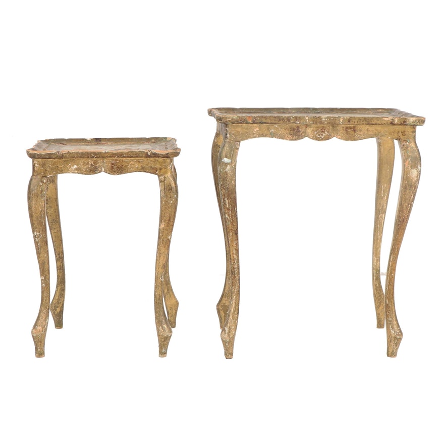 Florentine Style Painted Wooden Nesting Table Pair, 19th/ 20th Century