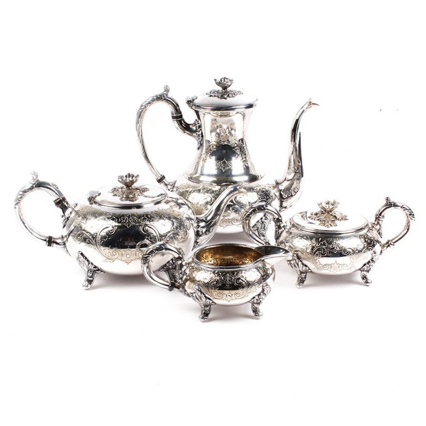 Hand Chased Silver Plate Coffee and Tea Service