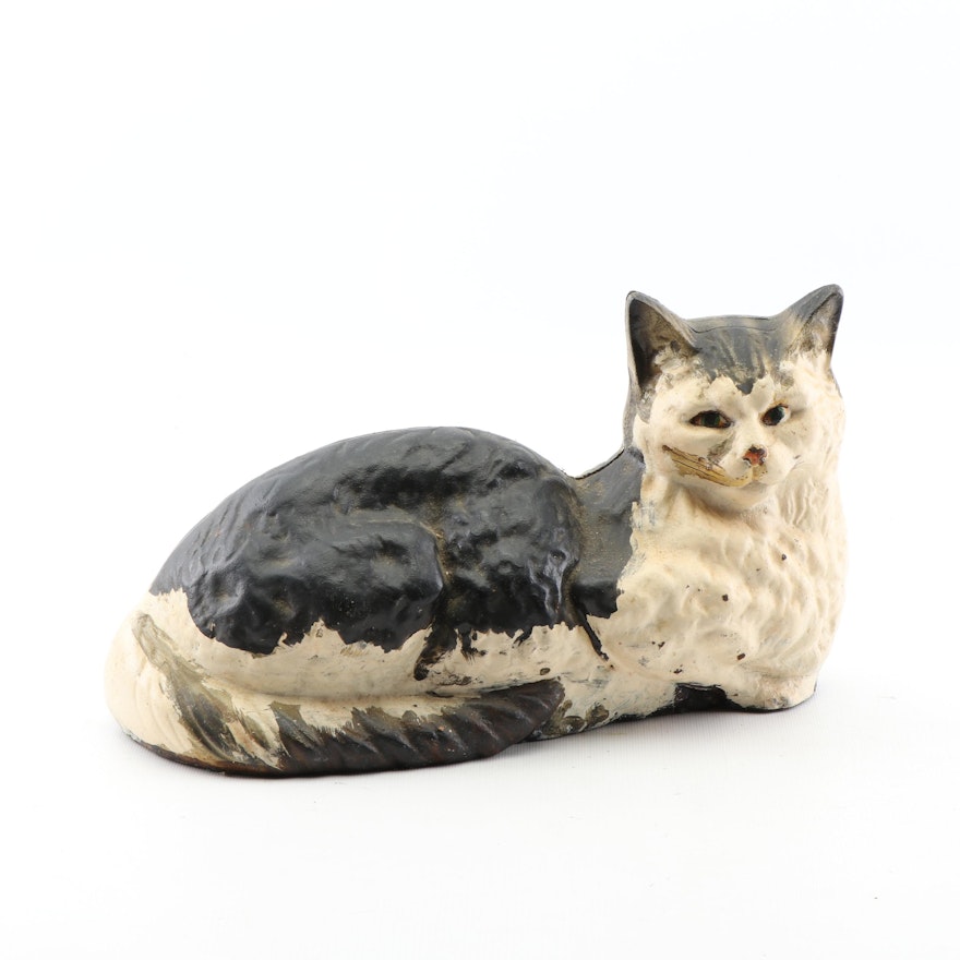 Cast Iron Hubley Style Cat Doorstop, Early to Mid 20th Century