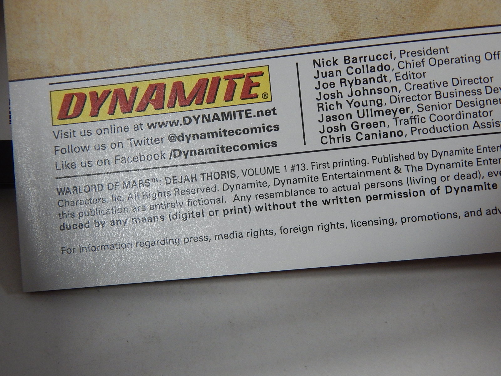 Modern Age Dynamite Comics "Warlord of Mars" Comic Books