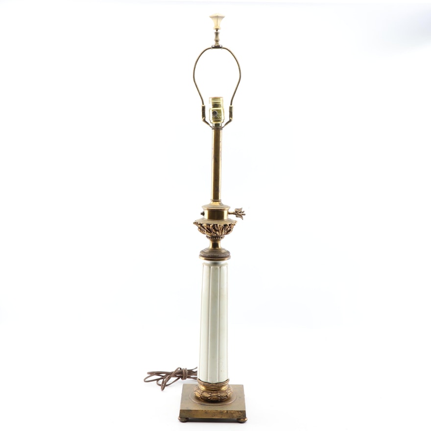 Neoclassical Style Ceramic Torch Form Table Lamp