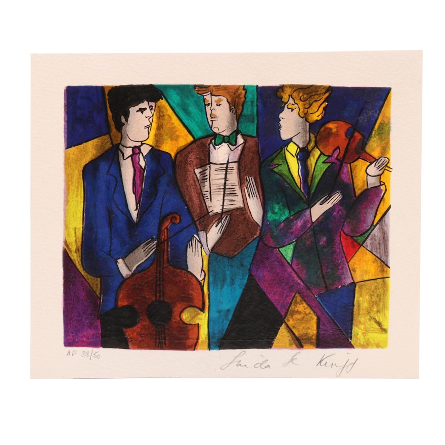 Linda Le Kinff Limited Edition Artist Proof Serigraph "Trio"