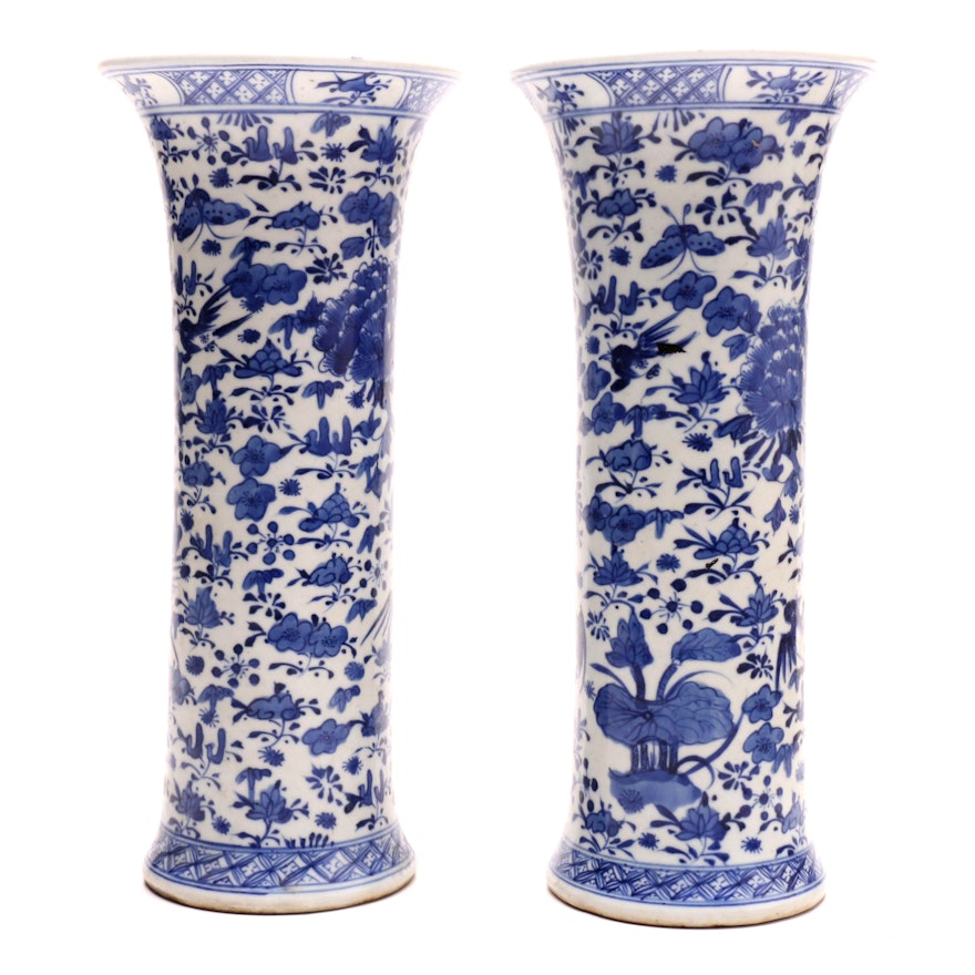 Early 20th-Century Chinese Blue and White Porcelain Vases