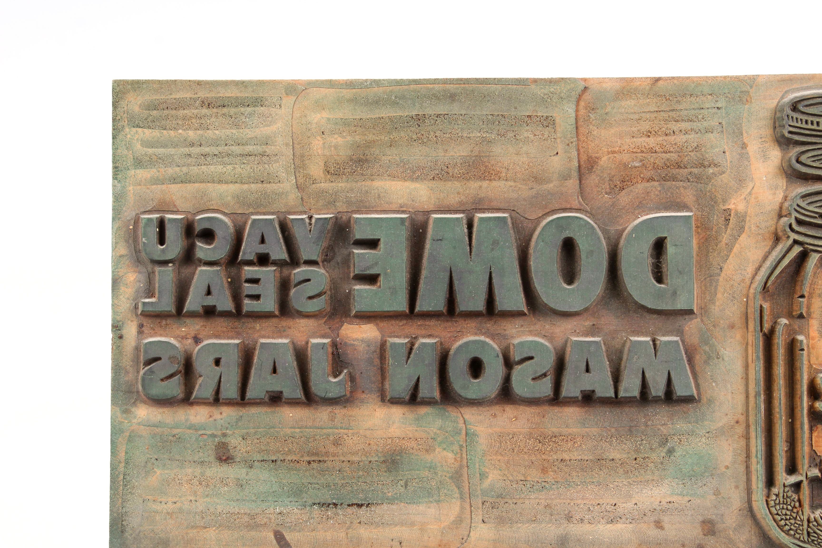 Vintage Ball "Vacu-Seal Dome" Mason Jar Printing Block