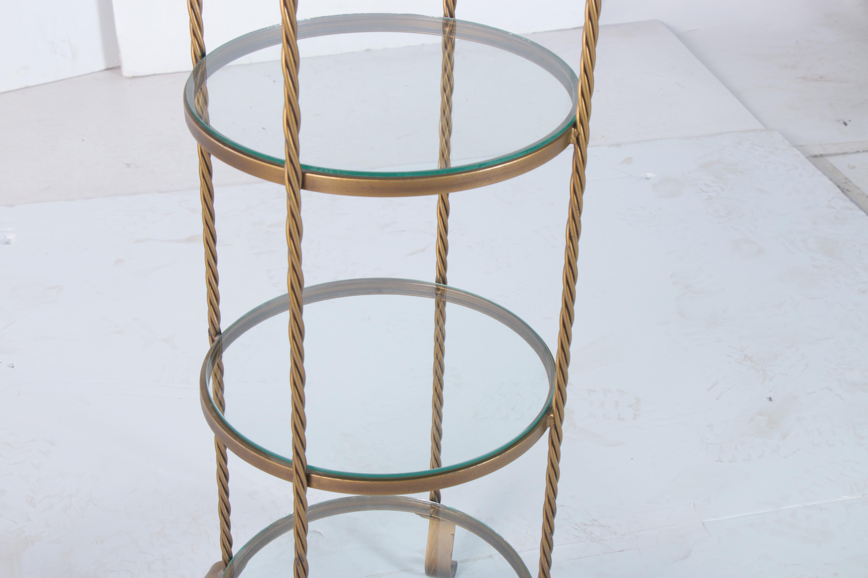 Contemporary Gilt-Metal and Glass Four-Tier Étagère