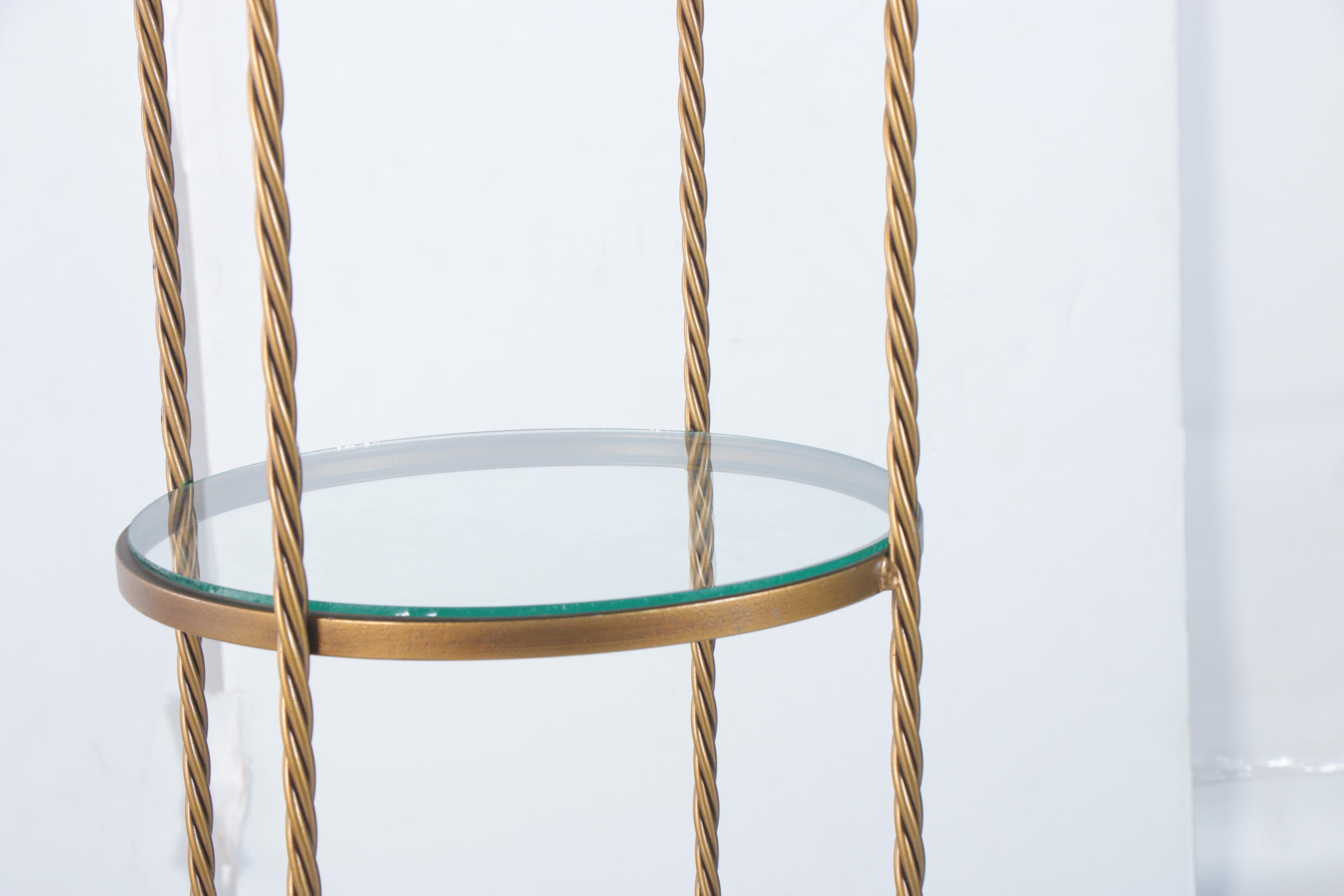 Contemporary Gilt-Metal and Glass Four-Tier Étagère