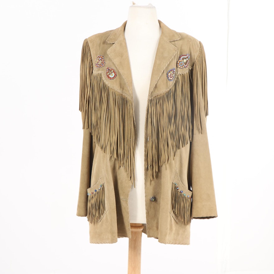 Women's Gossamer Wings Santa Fe Suede Fringe Jacket with Beaded Embellishments