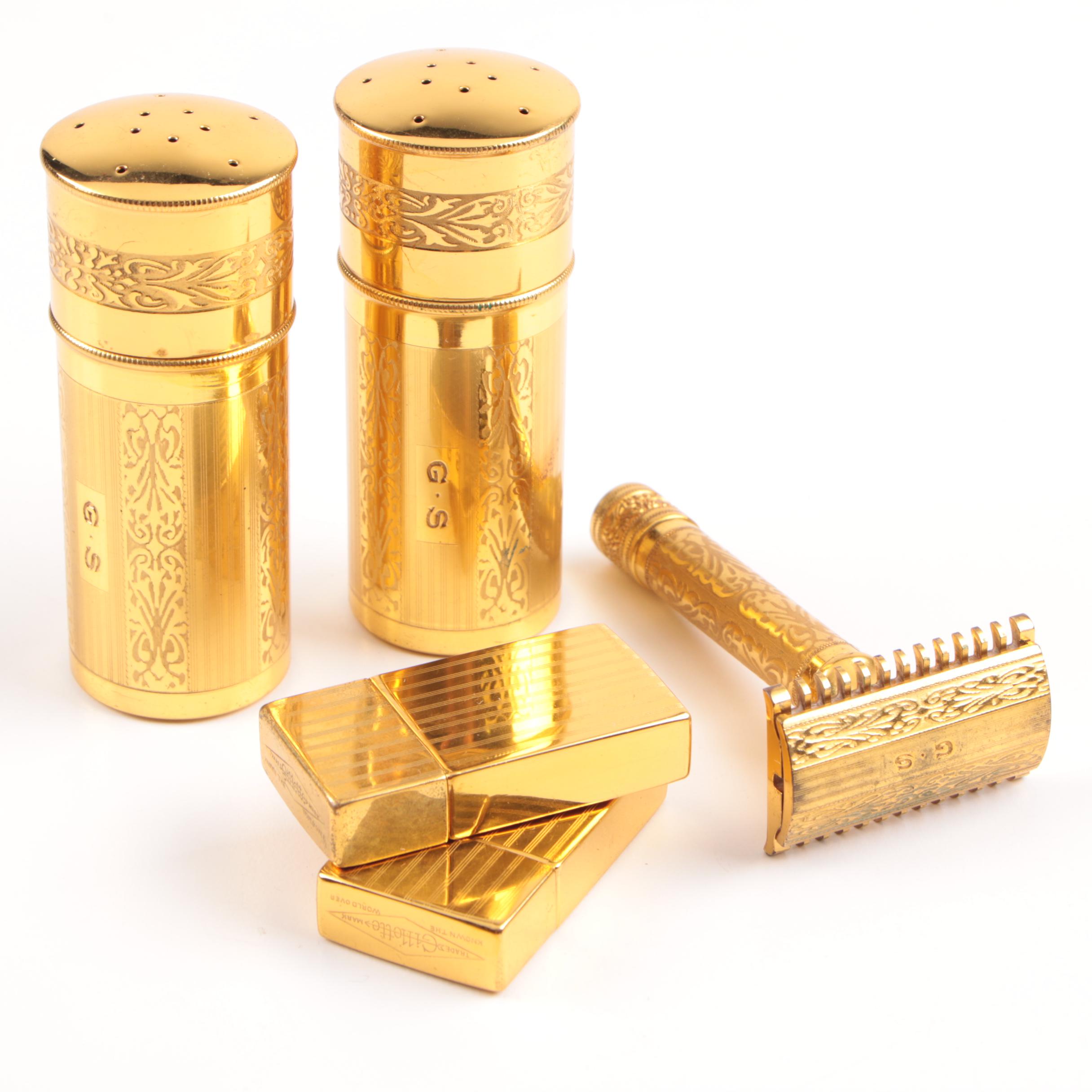 Circa 1920s Gold Plated Gillette Cavalier Safety Razor