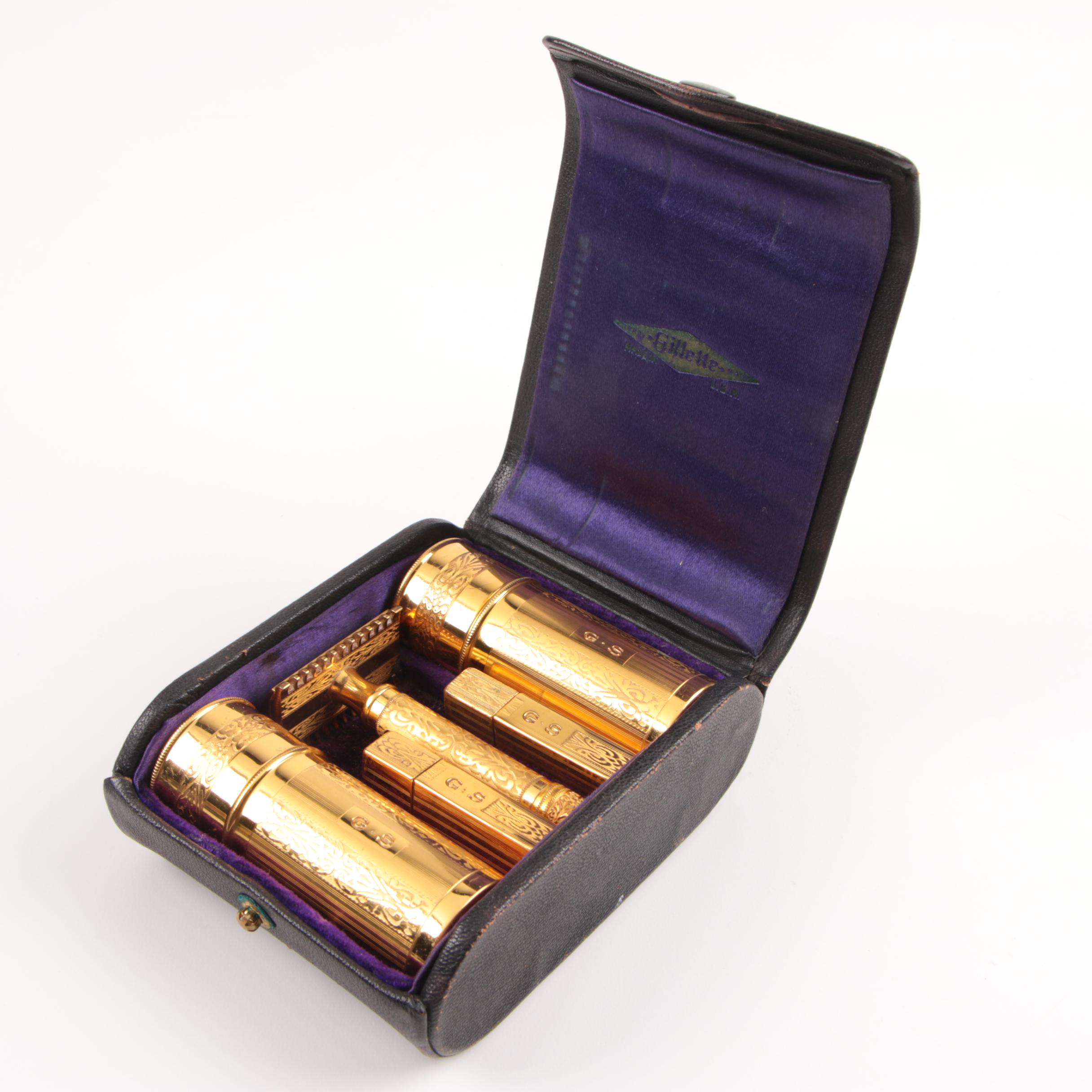 Circa 1920s Gold Plated Gillette Cavalier Safety Razor