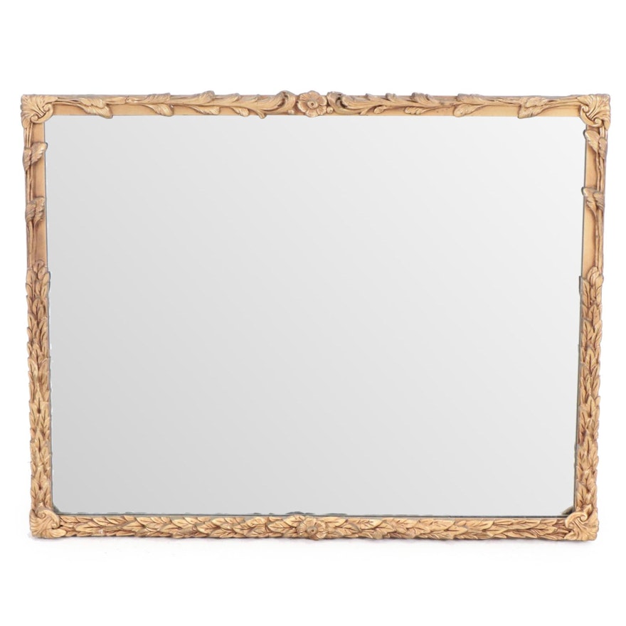 Wooden Wall Mirror with Cast Foliate Embellishments