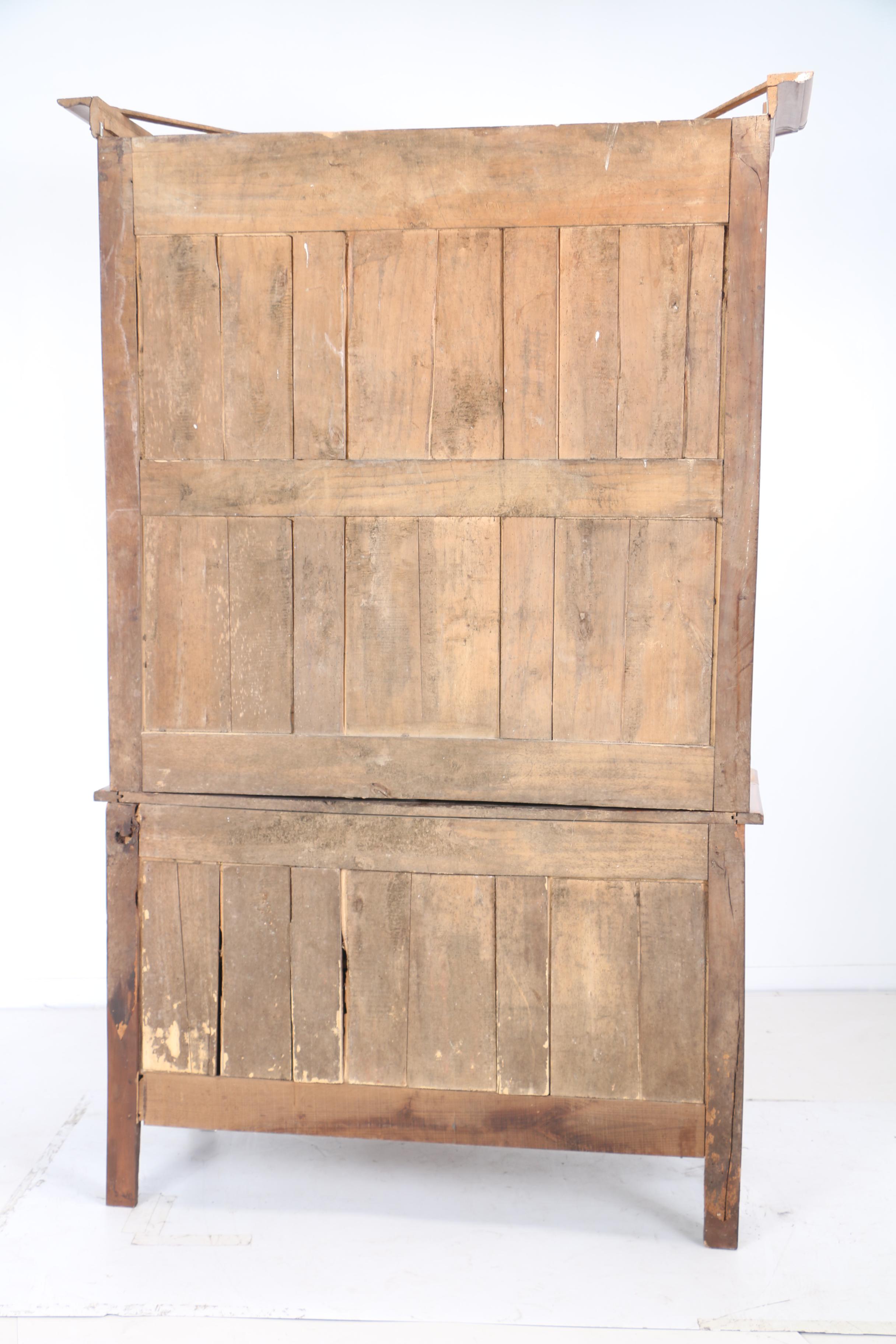 French Provincial Fruitwood Buffet à Deux Corps, Late 19th/Early 20th Century