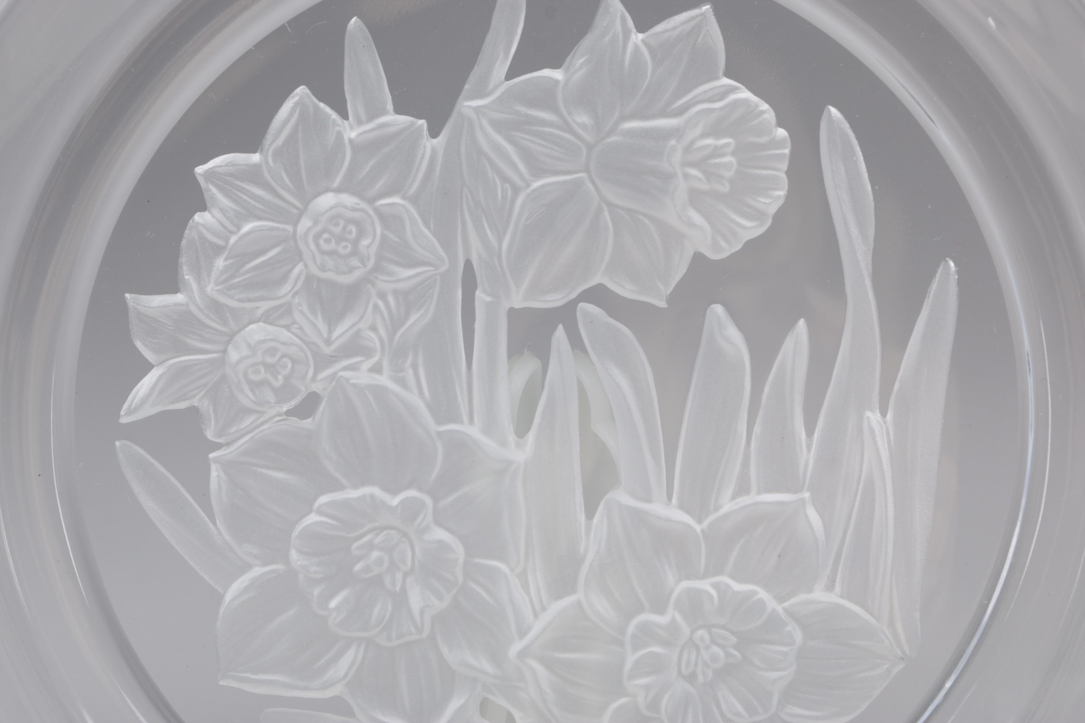 Hoya "Flower of the Month" Etched Crystal Collector's Plates, 1990