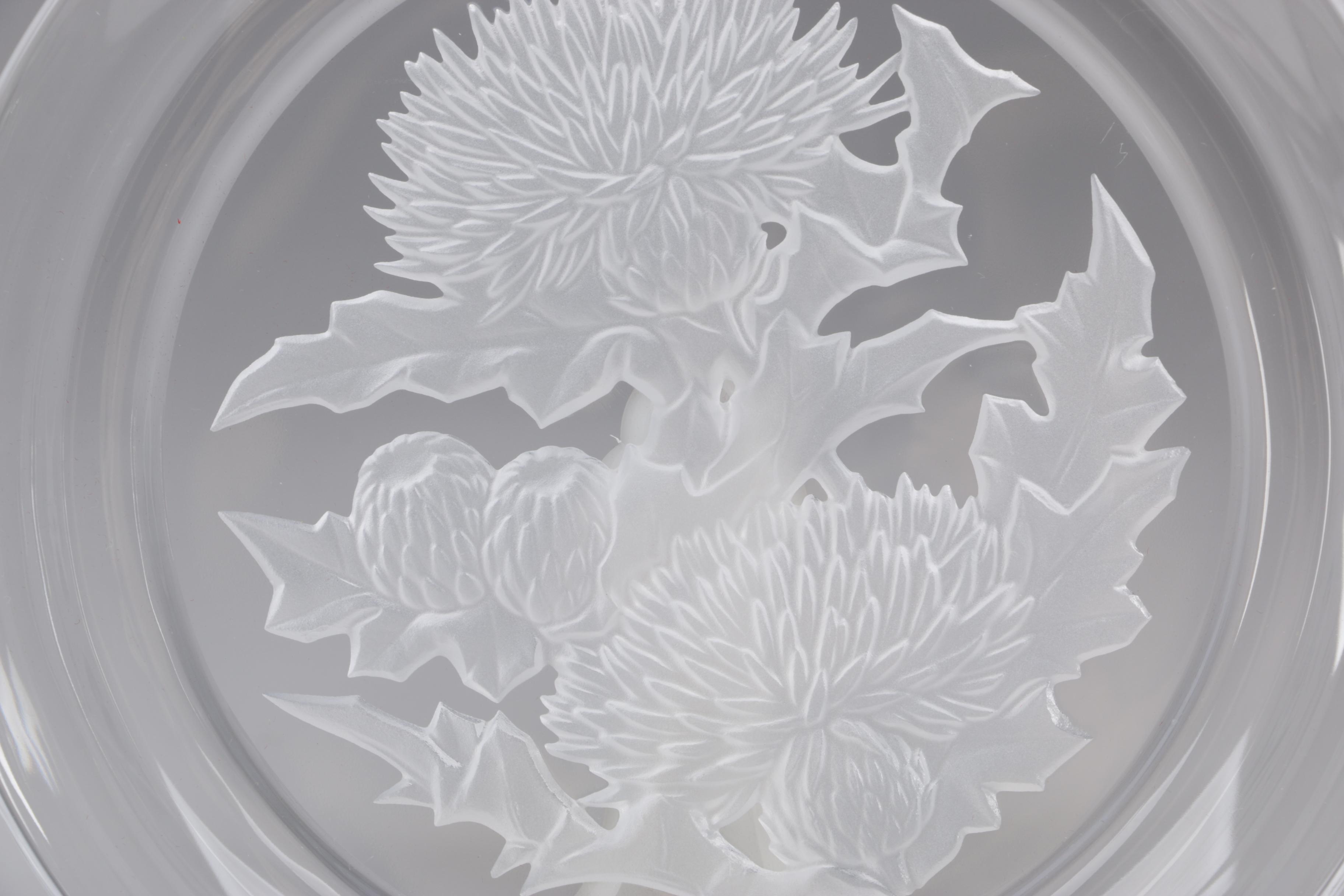 Hoya "Flower of the Month" Etched Crystal Collector's Plates, 1990