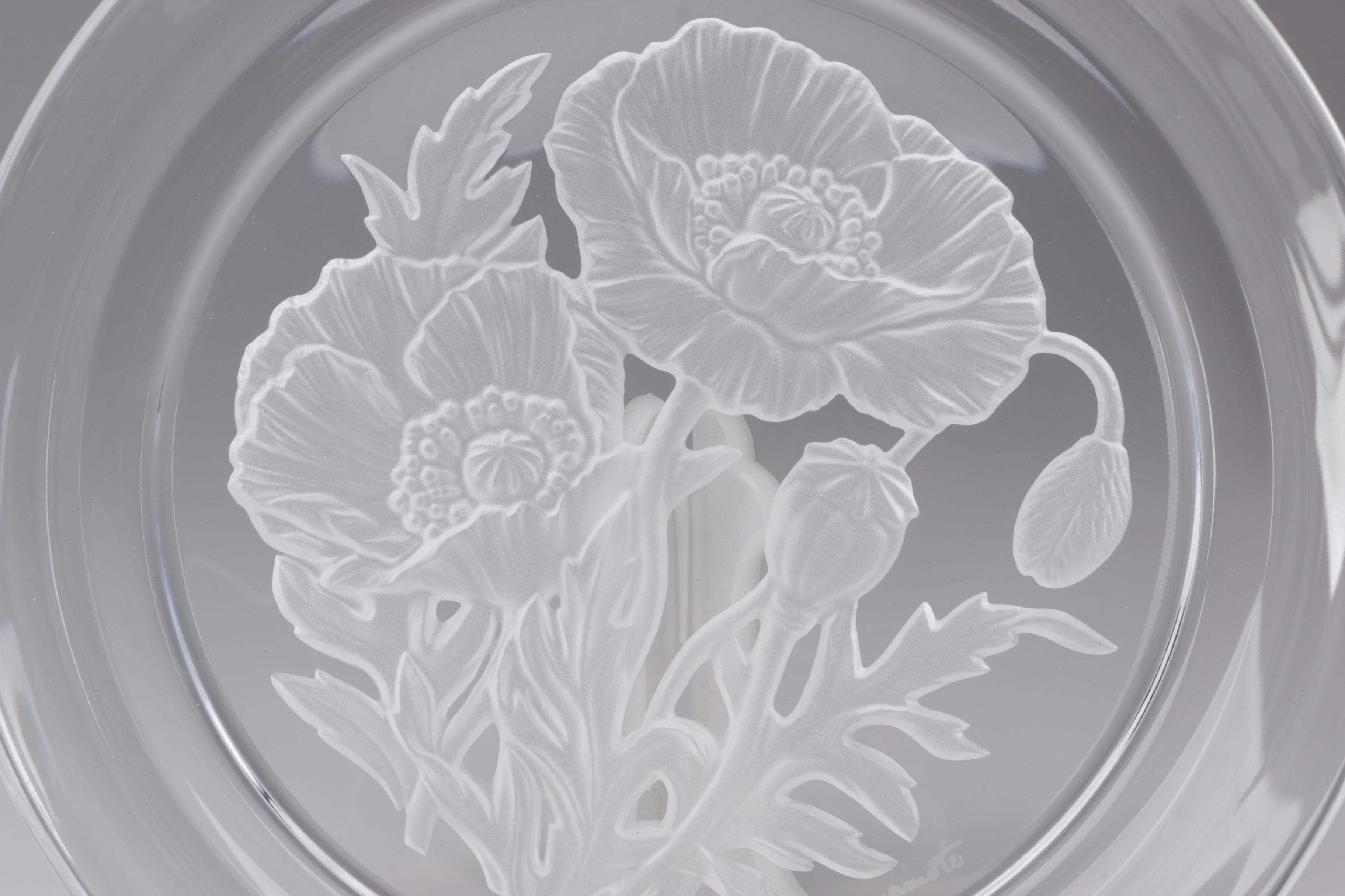 Hoya "Flower of the Month" Etched Crystal Collector's Plates, 1990