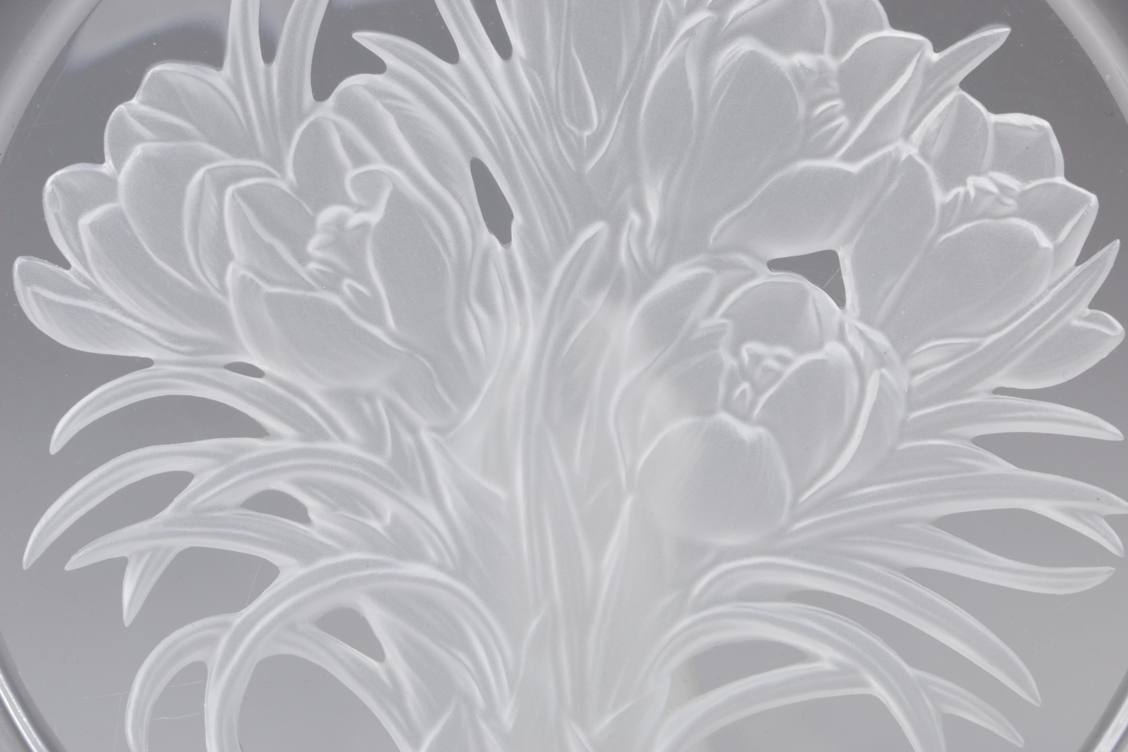 Hoya "Flower of the Month" Etched Crystal Collector's Plates, 1990