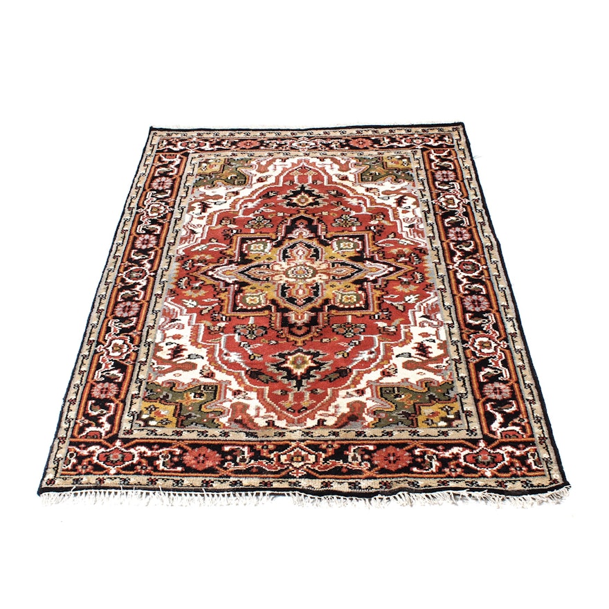 Hand-Knotted Indo-Persian Heriz Rug