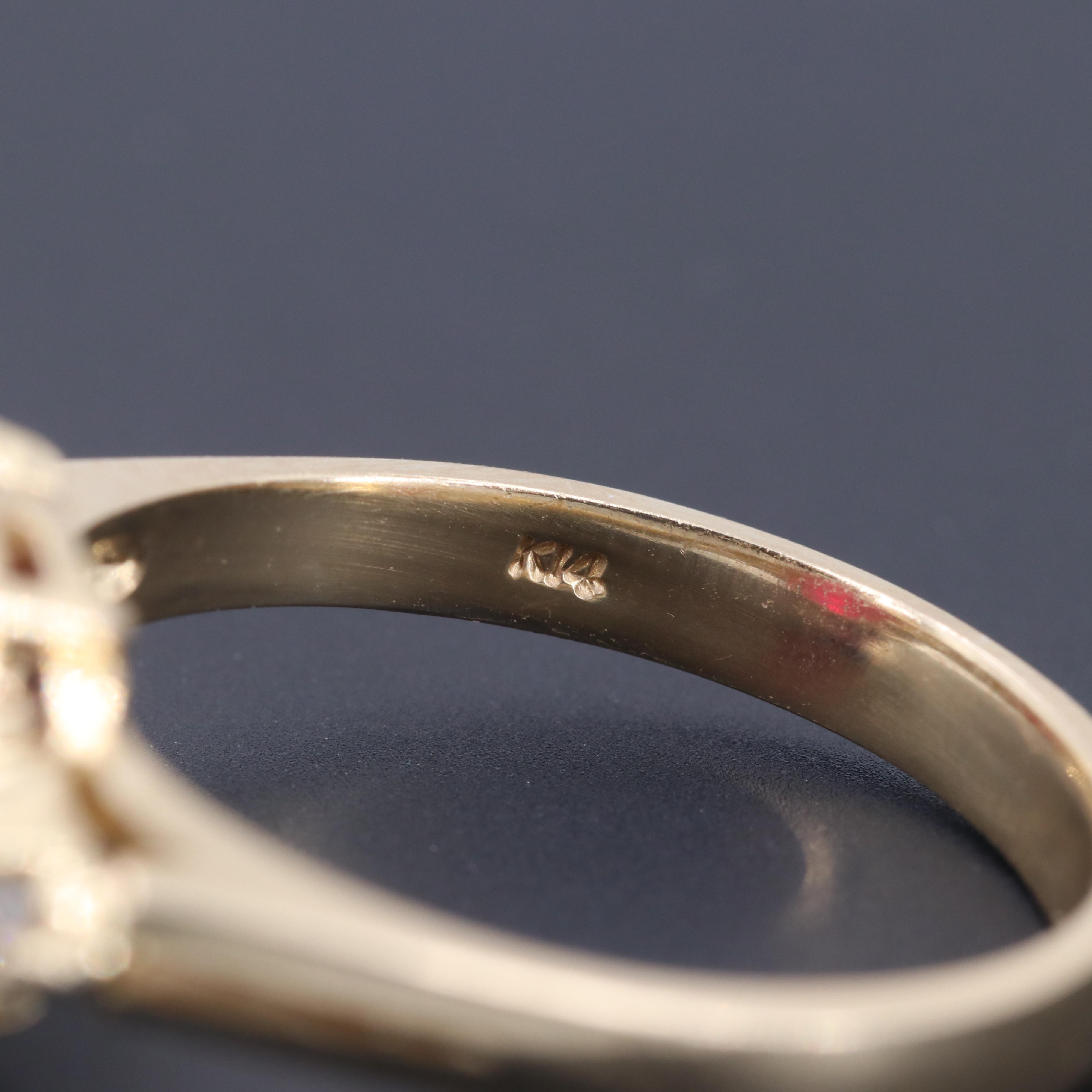 14K Yellow Gold Red Corundum and Diamond Ring