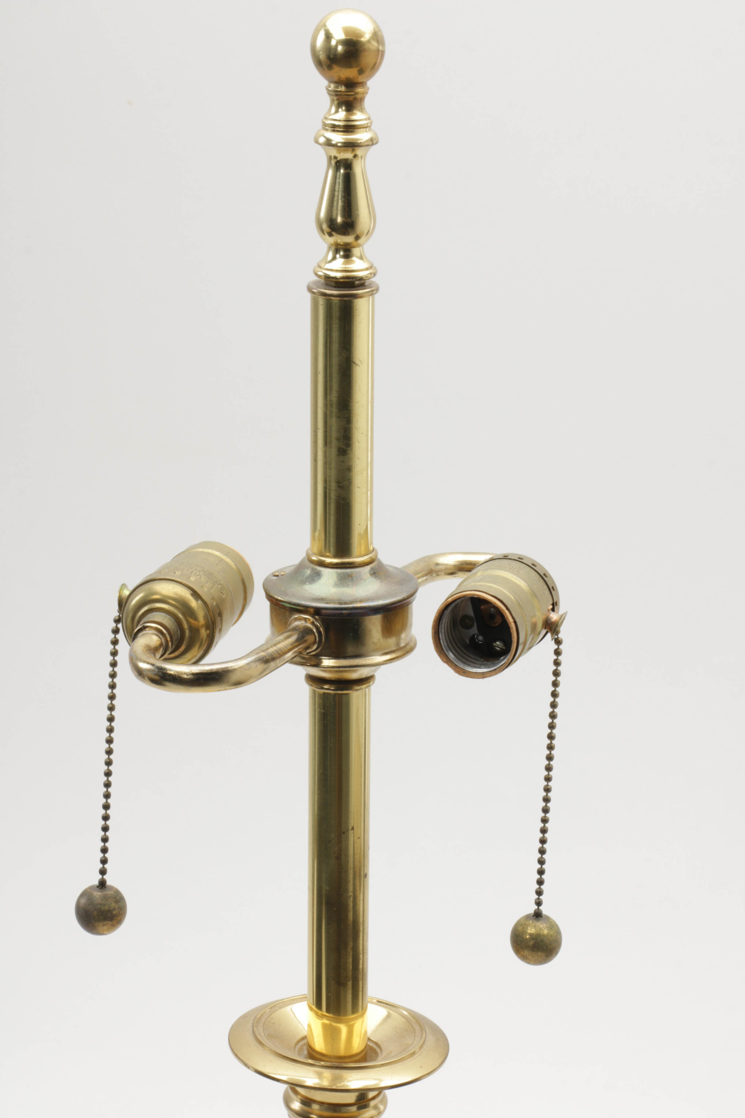 Federal Style Brass Candlestick Table Lamp with Lamp Shades