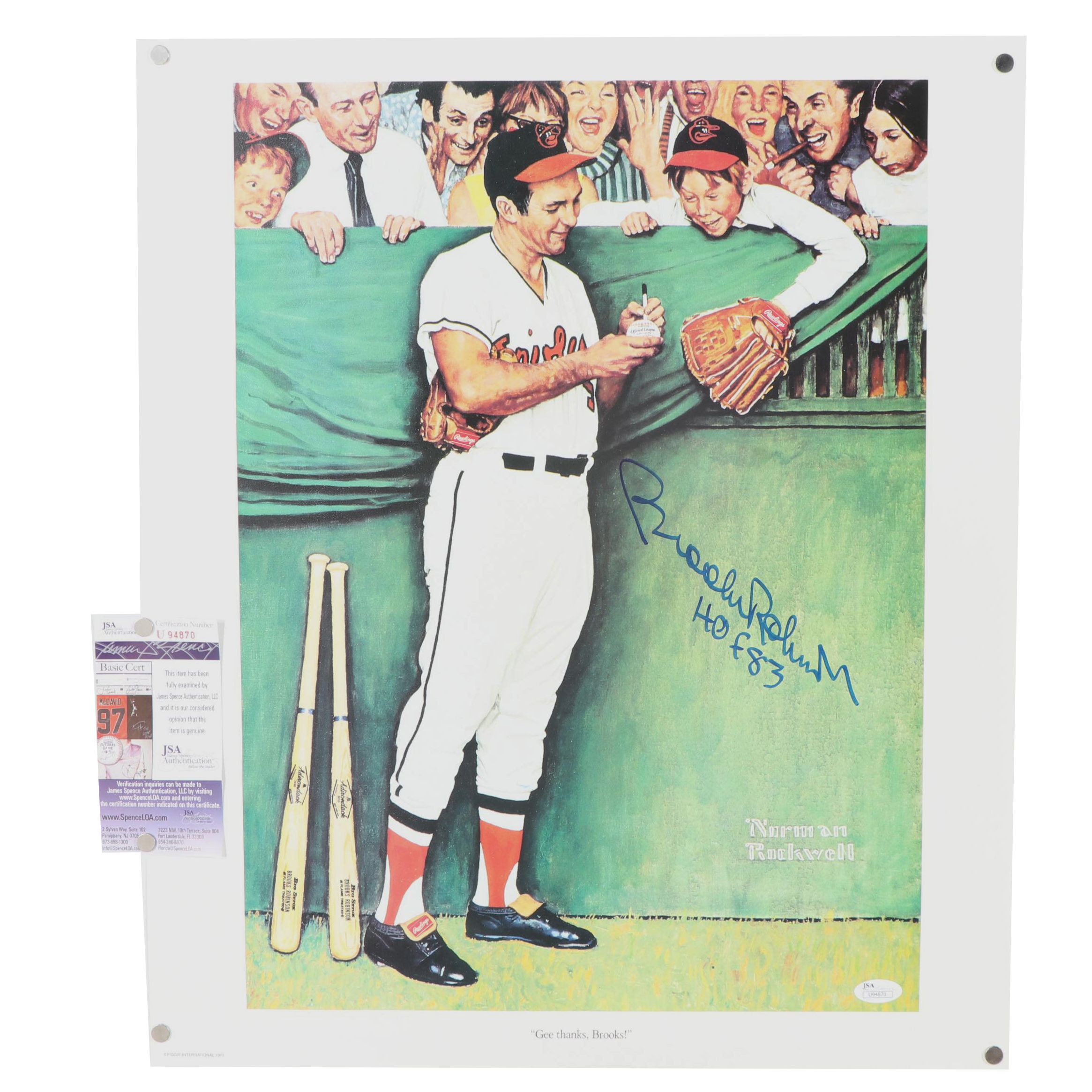 Brooks Robinson Autographed Normal Rockwell "Gee Thanks, Brooks" Digital Print
