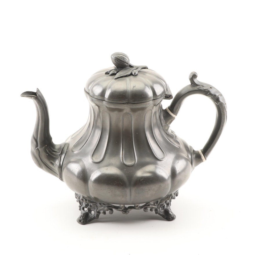 Richard Parkin & Son Victorian Pewter Teapot, Late 19th Century