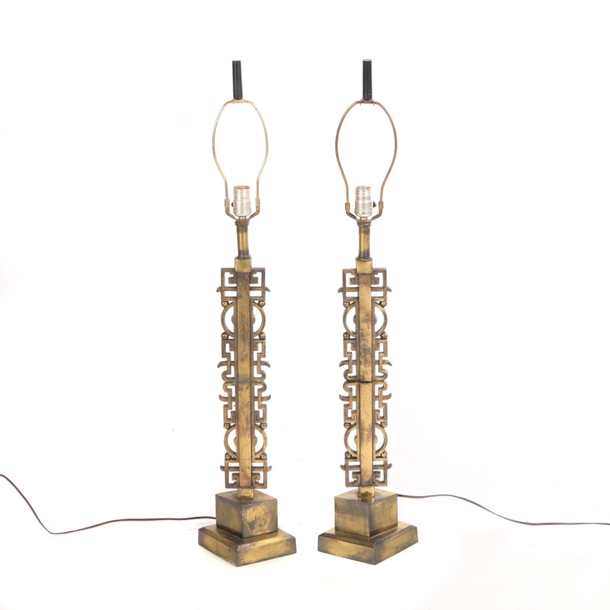 Chinoiserie Brass Plated Table Lamps