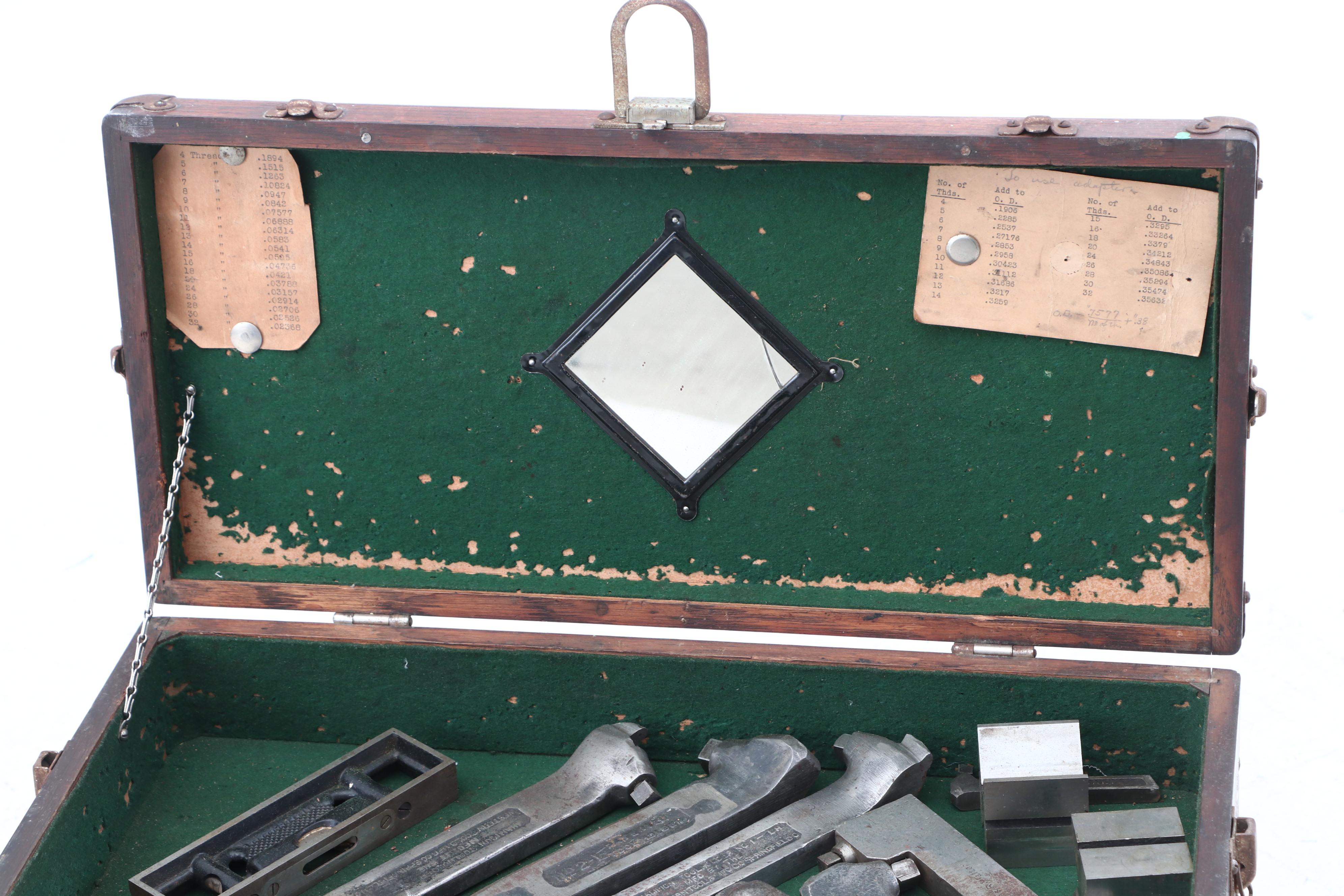 H. Gerstner & Sons Personalized Oak Machinist Tool Box with Tools, circa 1930s