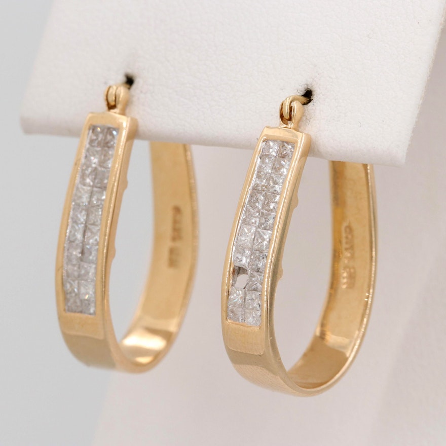 14K Yellow Gold 1.17 CTW Diamond Invisible Set Earrings