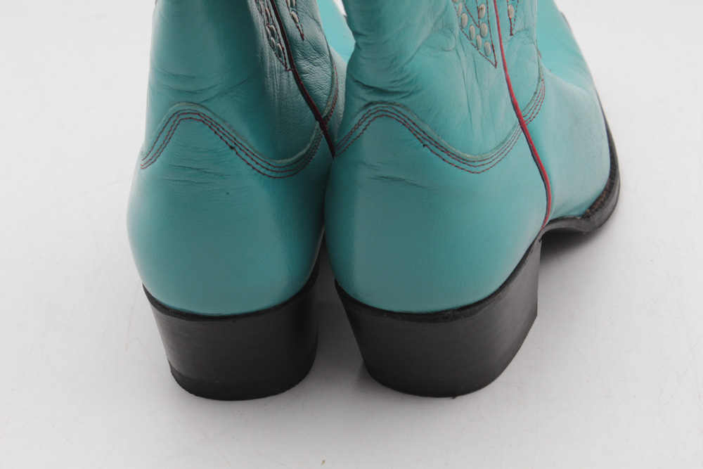 Frye Embellished Turquoise and Red Leather Boots