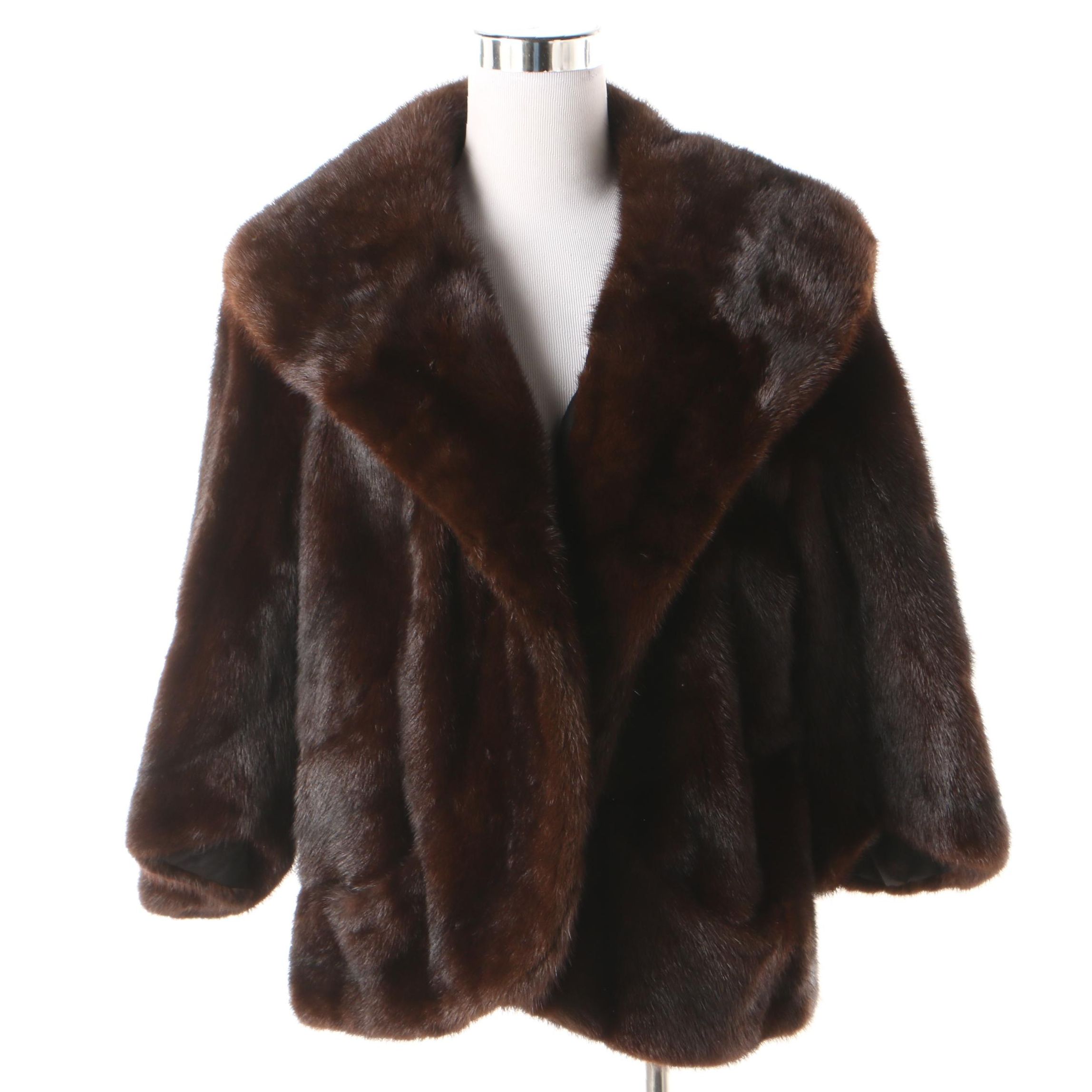 Women's Brehm Furs Mink Fur Open Front Jacket with Shawl Collar, Vintage
