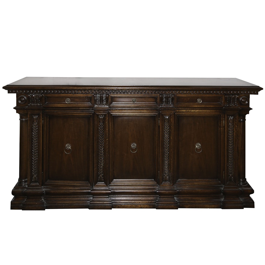 Neoclassical Style Mahogany Finish Wood Sideboard by Hickory Chair, 21st Century