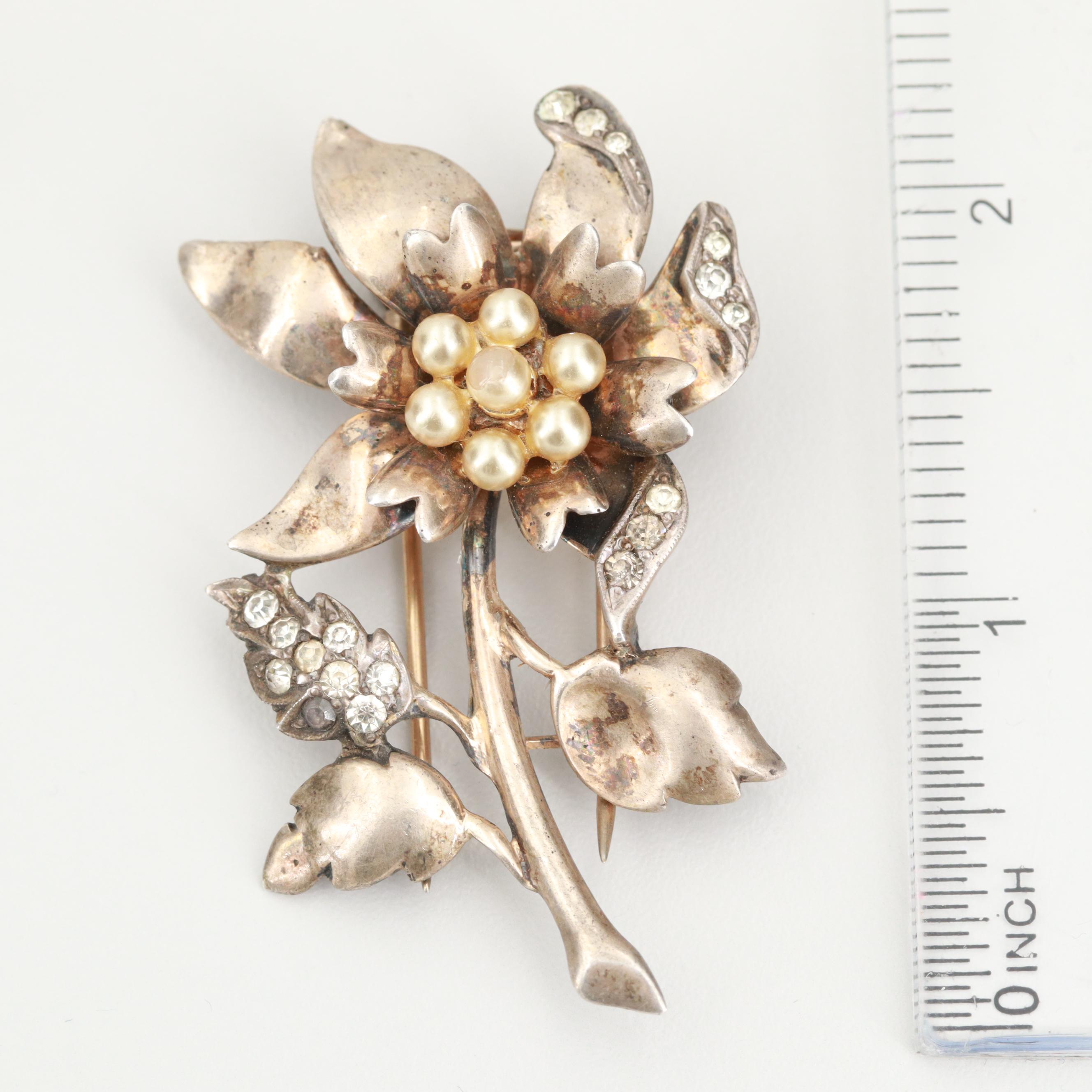 Assortment of Sterling Silver Foilback Brooch and Earring