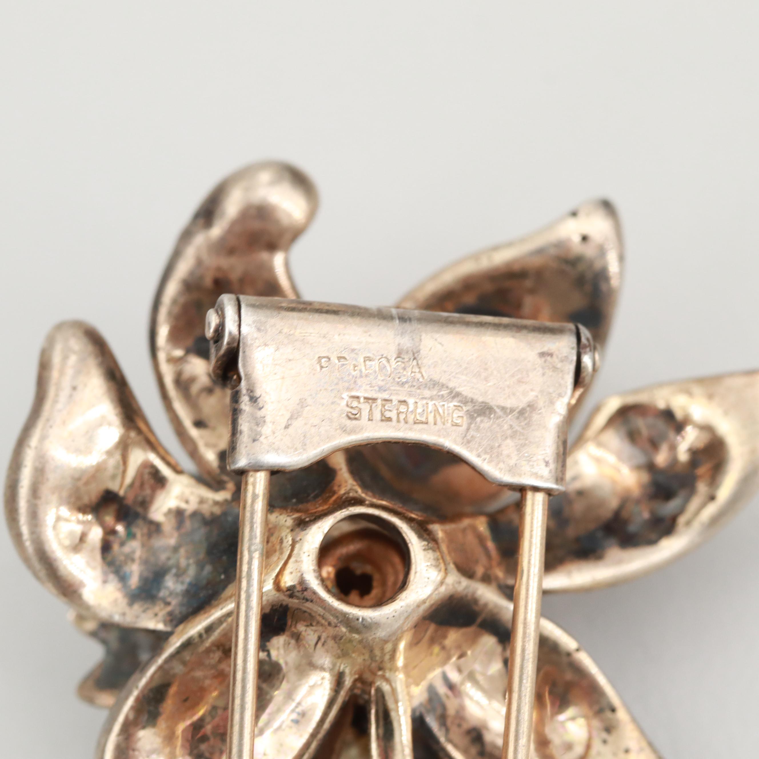 Assortment of Sterling Silver Foilback Brooch and Earring