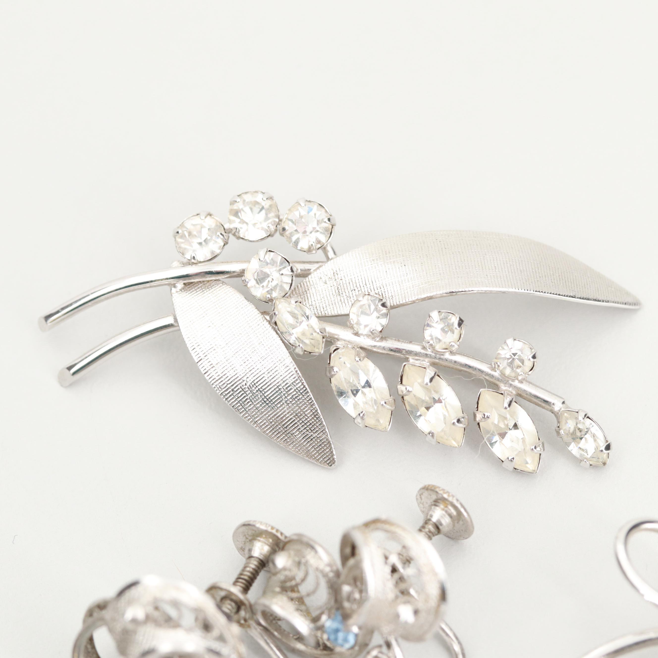 Assortment of Sterling Silver Foilback Brooch and Earring