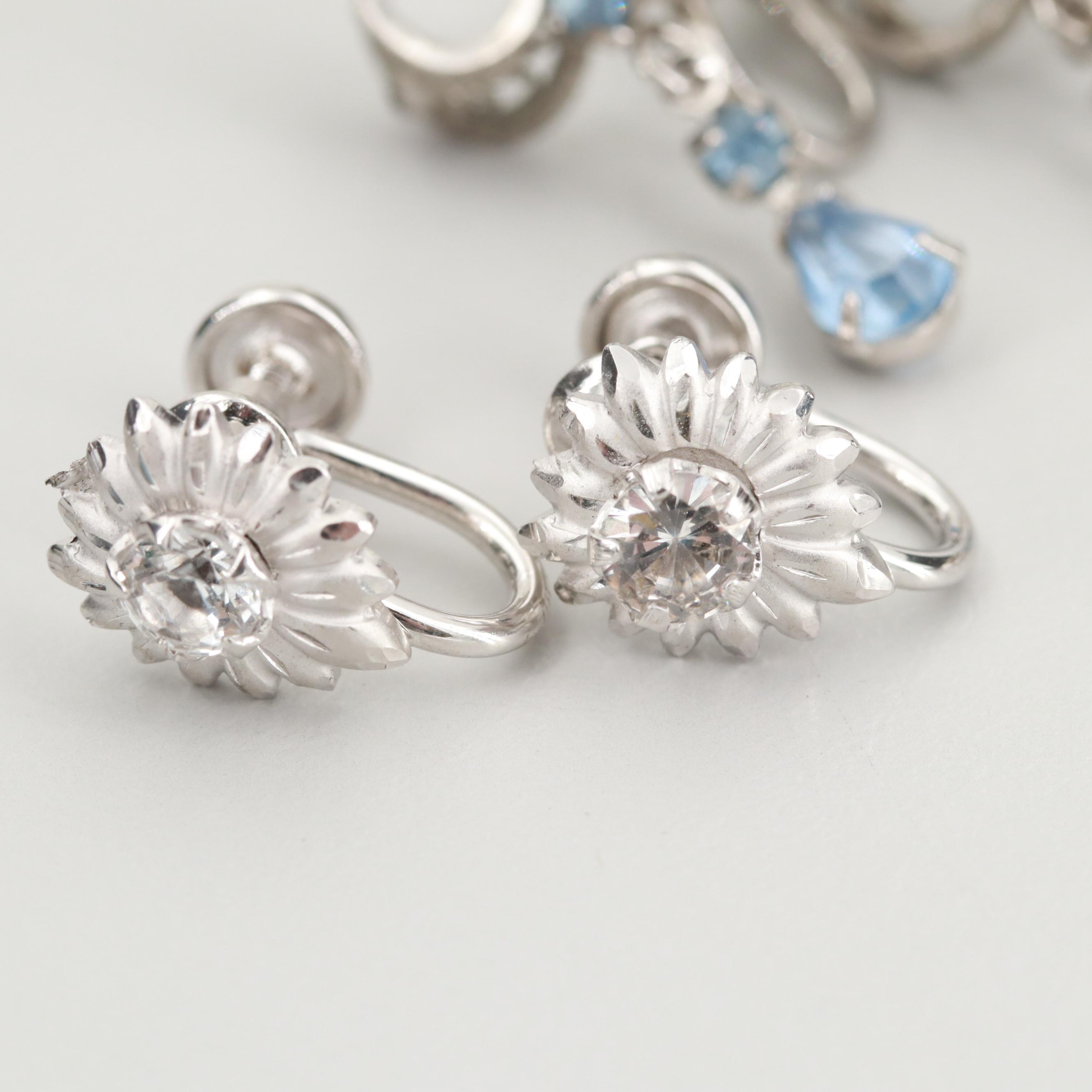 Assortment of Sterling Silver Foilback Brooch and Earring