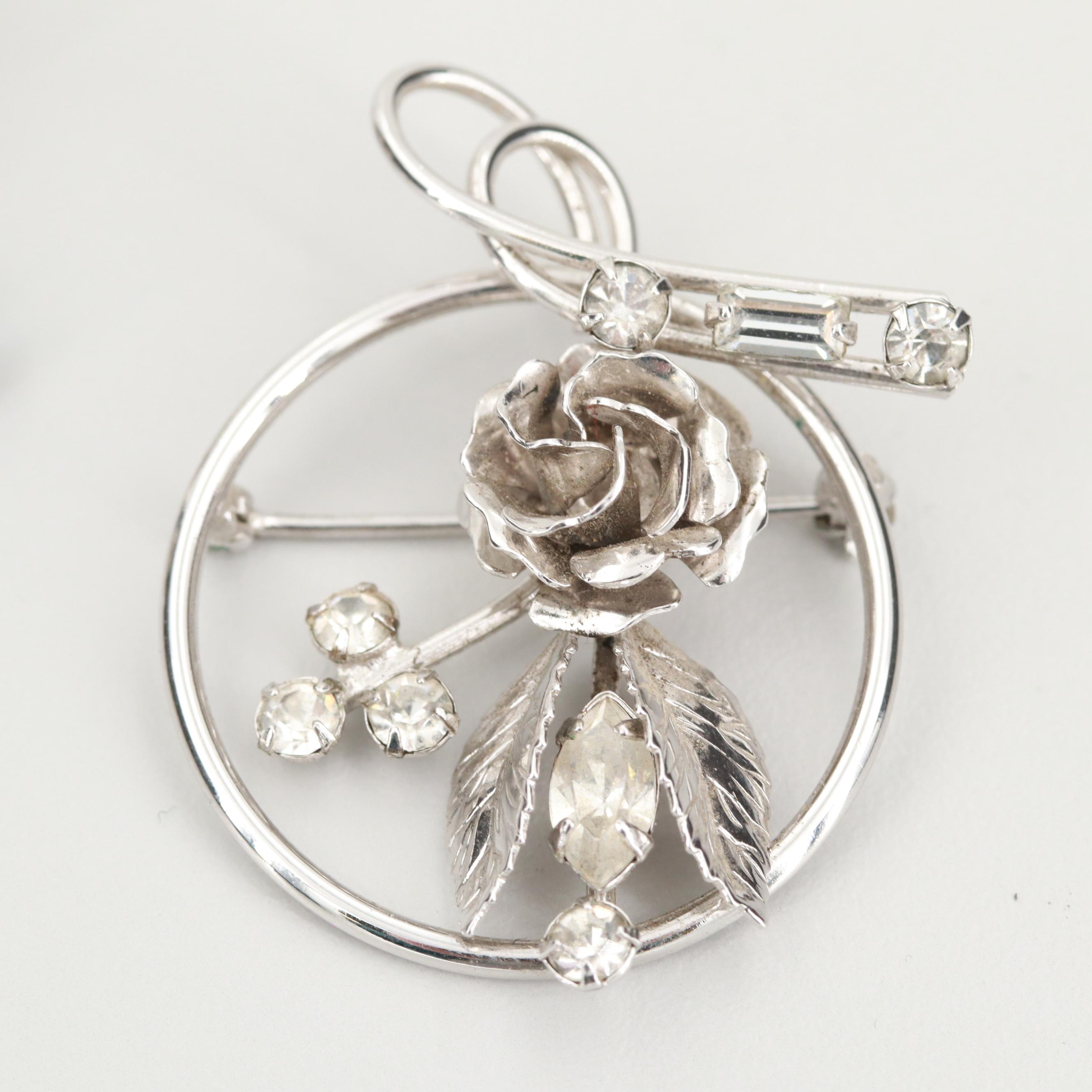 Assortment of Sterling Silver Foilback Brooch and Earring