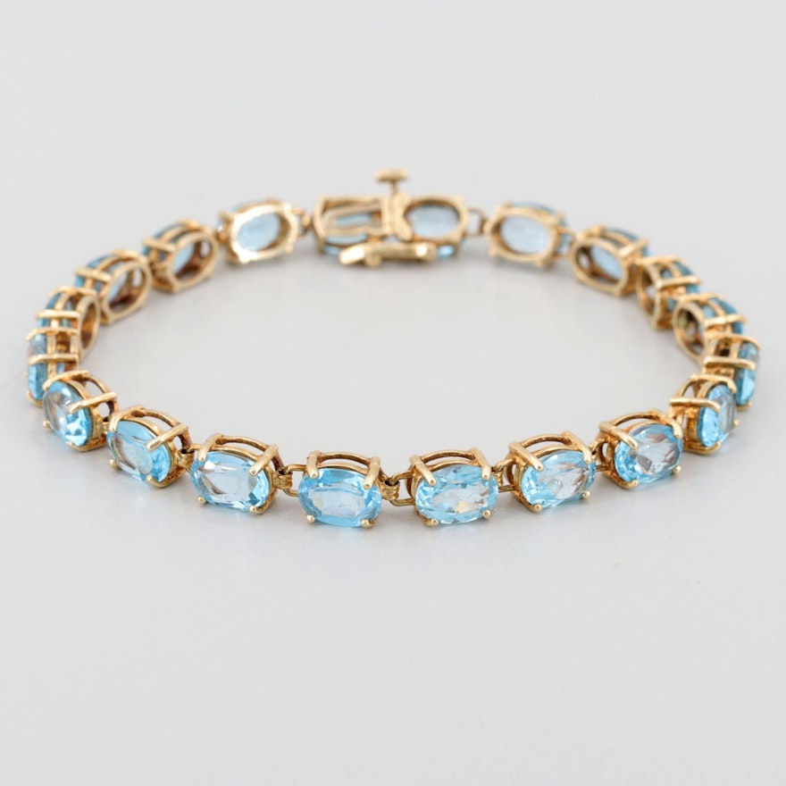 14K Yellow Gold Blue Topaz Bracelet