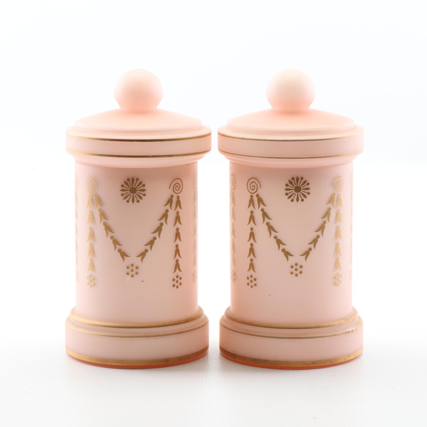 Vianne France Gilt Frosted Glass Canisters