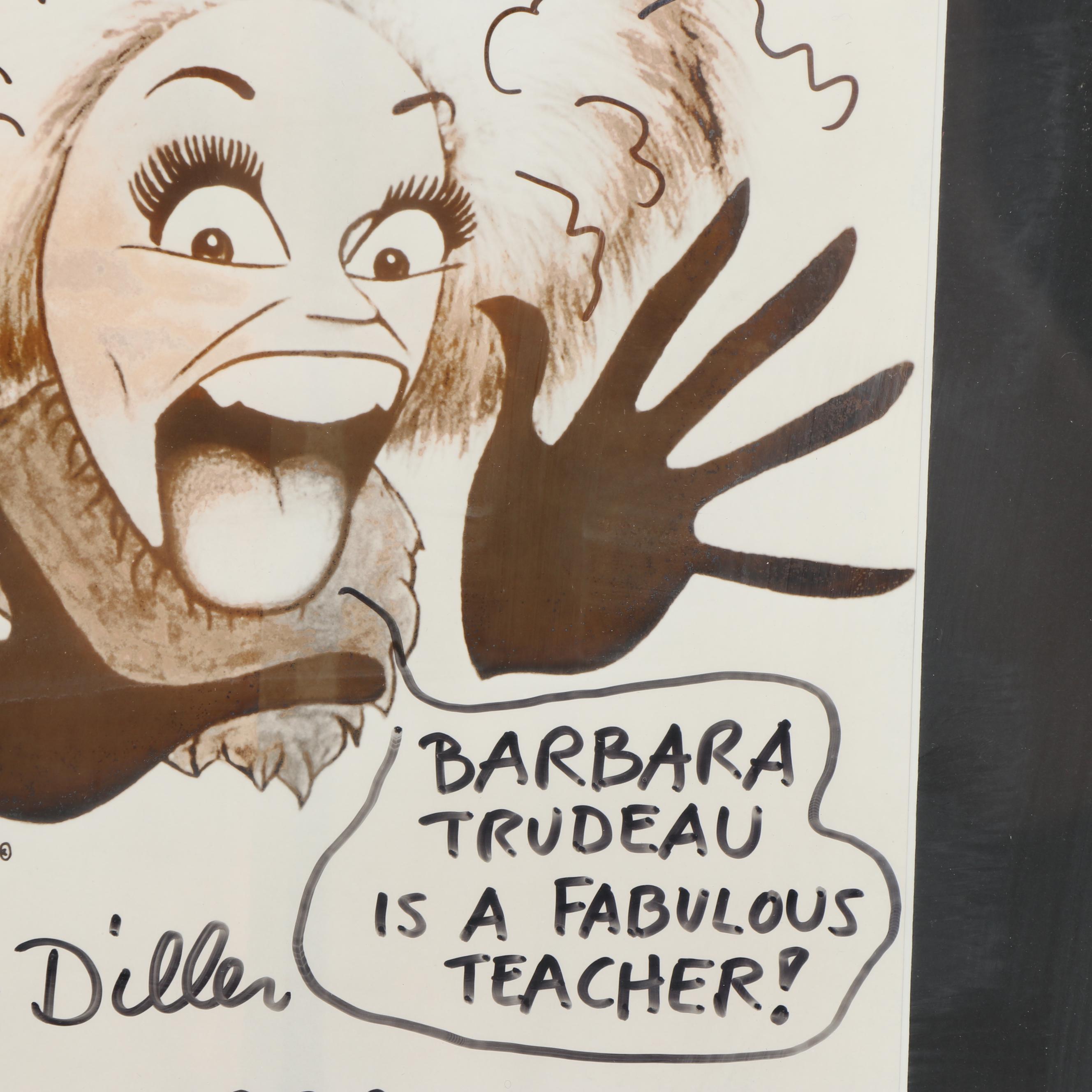 Phyllis Diller Autographed Framed Caricature