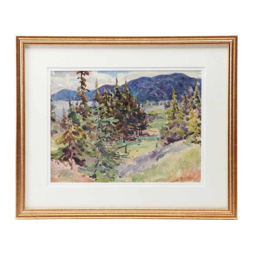 Gustave Moeller Watercolor "Pine Forrest"
