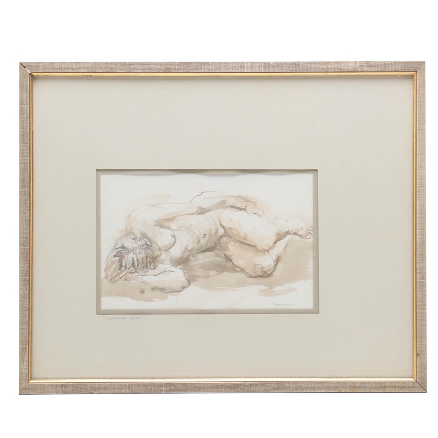 Ruthe G. Pearlman Watercolor Painting "Sleeping Girl"