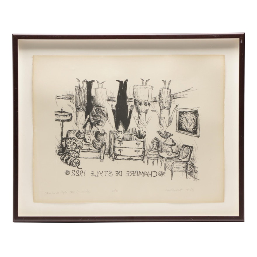 Em Plunkett 1976 Limited Edition Lithograph "Chambre de Style 1922 (in mirror)"