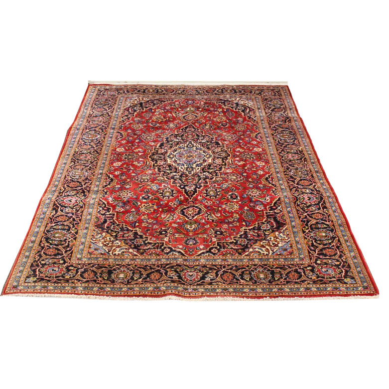 8'0 x 11'8Hand-Knotted Persian Kashan Room Size Rug, circa 1970
