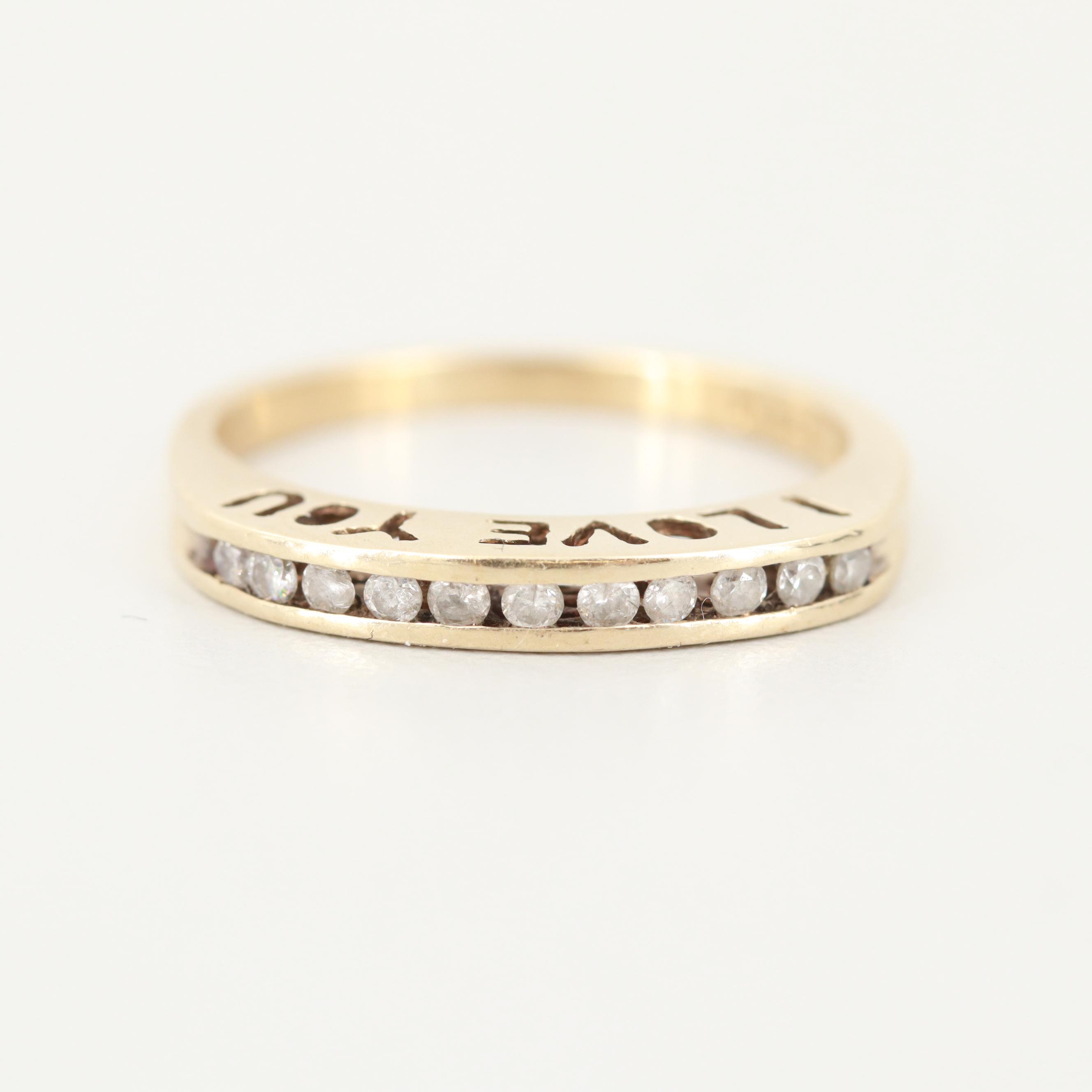 10K Yellow Gold "I Love You" Diamond Ring