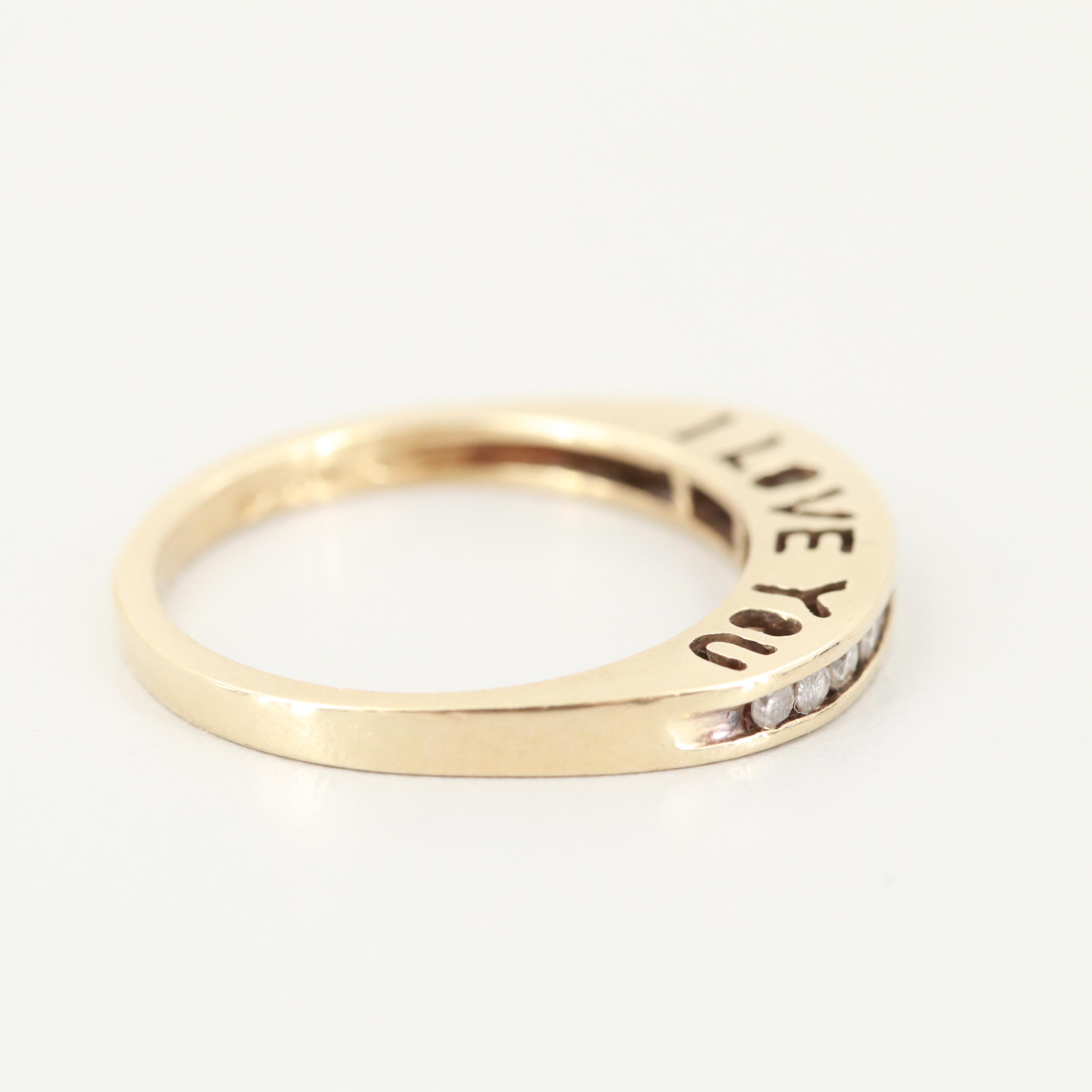 10K Yellow Gold "I Love You" Diamond Ring