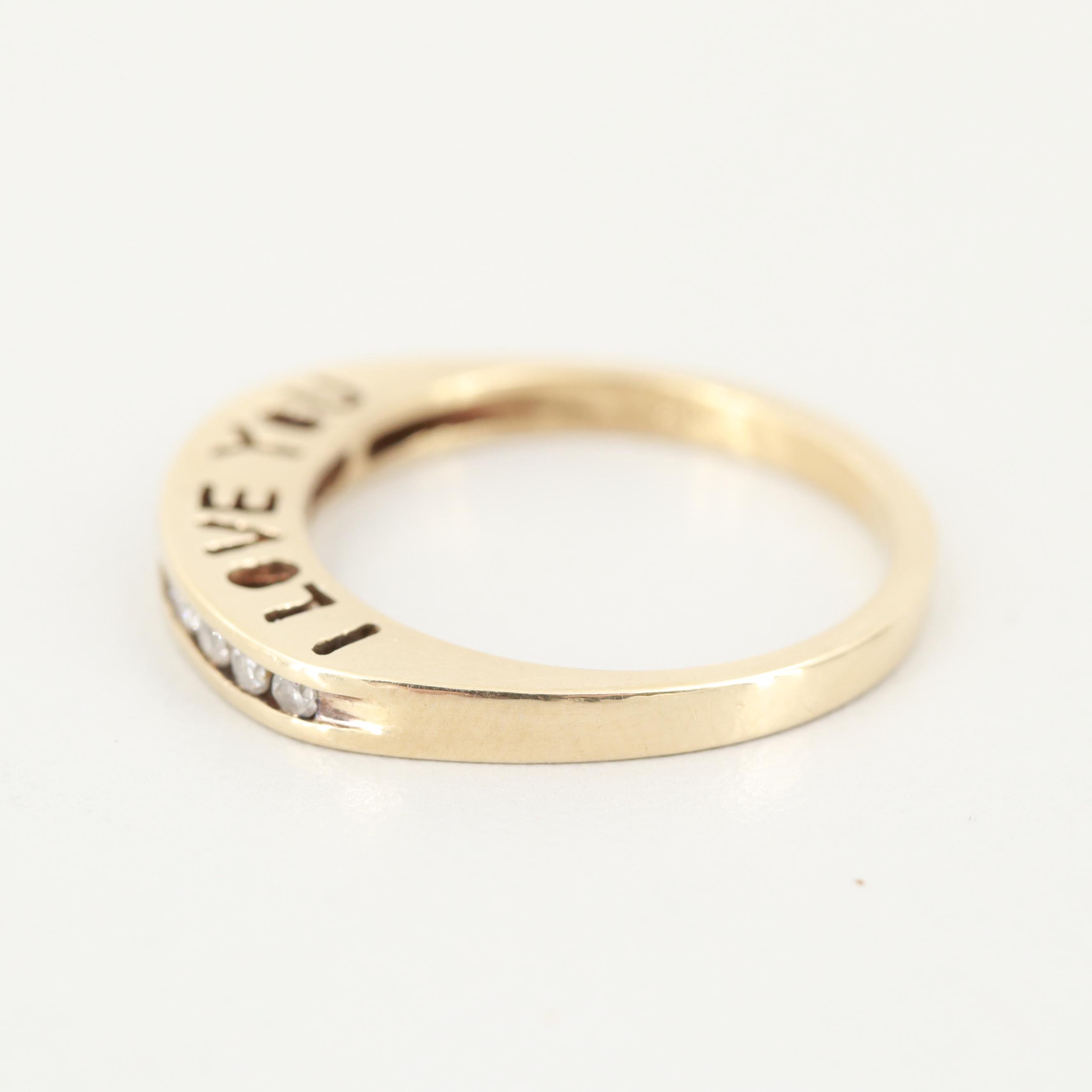 10K Yellow Gold "I Love You" Diamond Ring