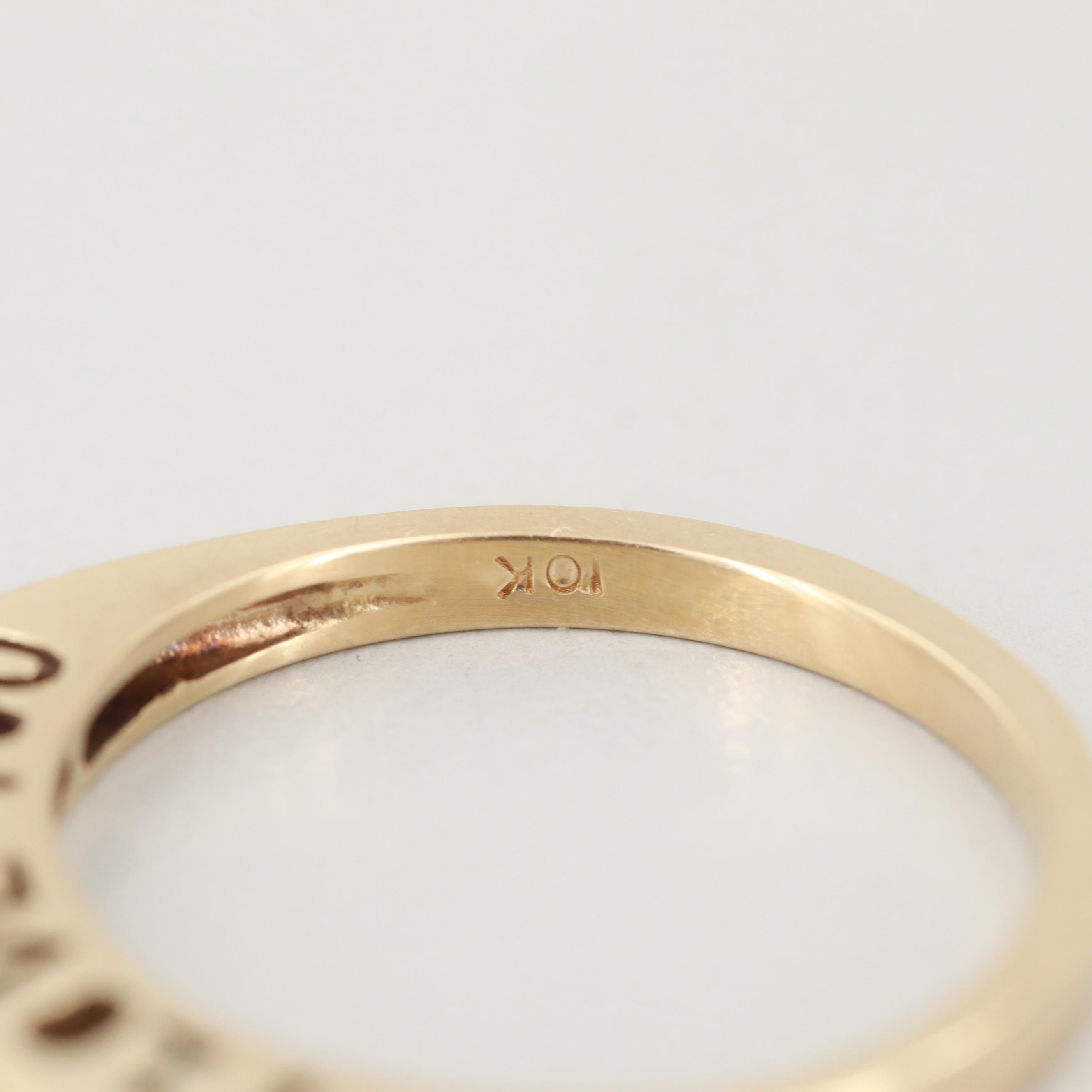10K Yellow Gold "I Love You" Diamond Ring