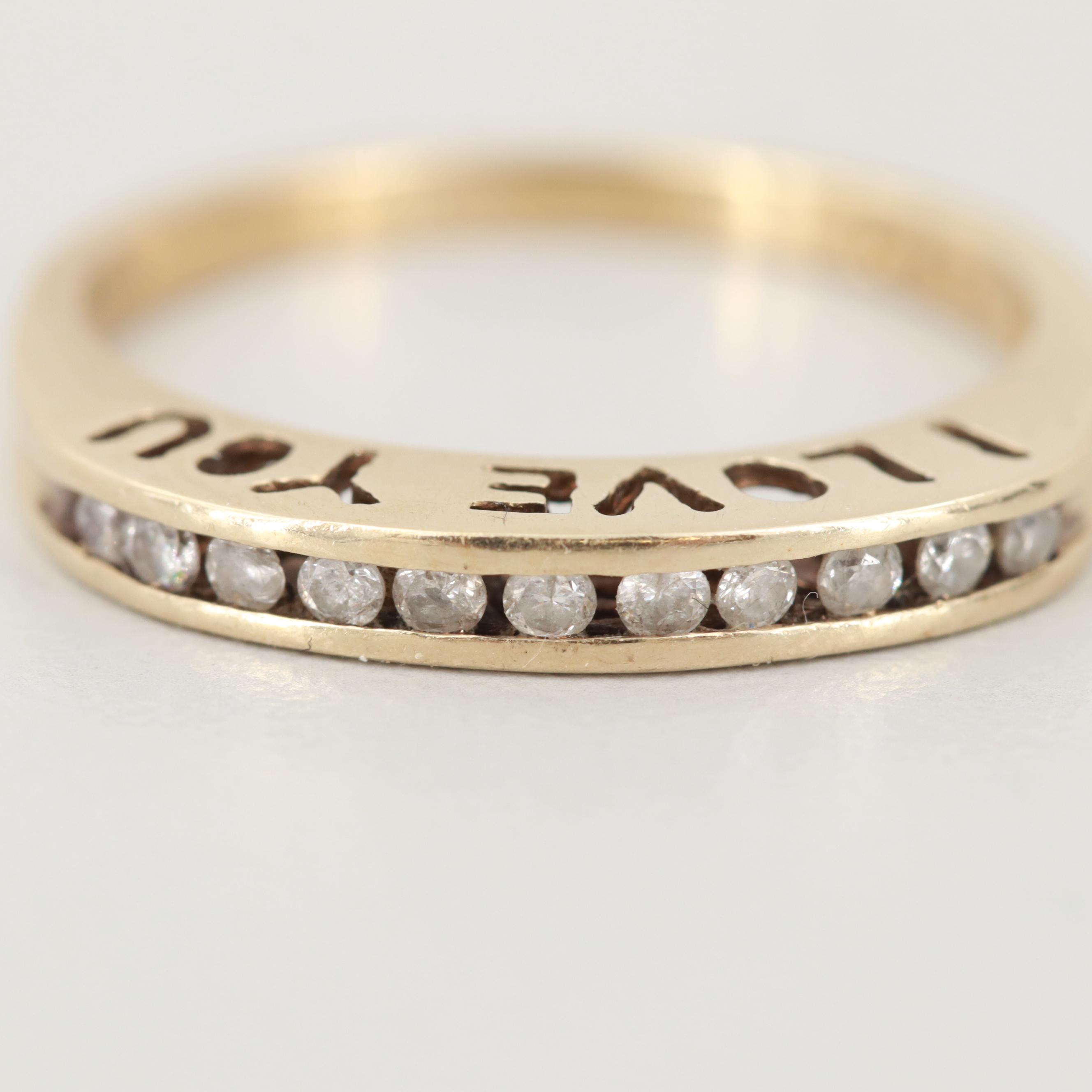 10K Yellow Gold "I Love You" Diamond Ring