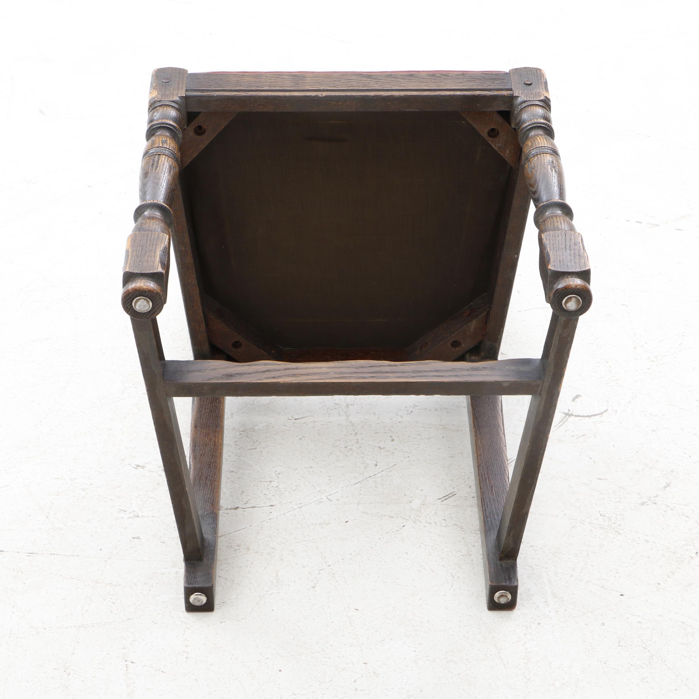 Early 1900s English Jacobean Revival Oak Desk and Chair